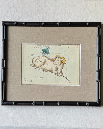 Antique Hand-Painted Constellation Print ‘Urania’s Mirror’ by Sidney Hall c. 1825