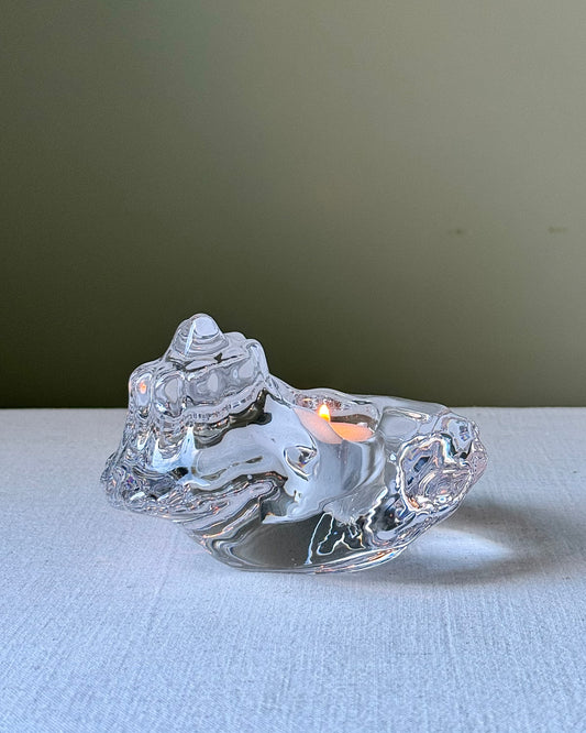 Conch Glass Tealight Holder by Orrefors Sweden