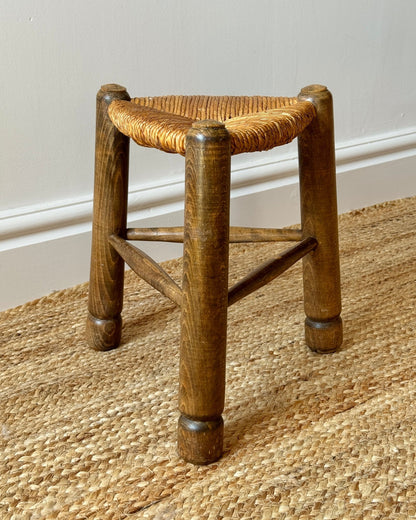French Oak & Rush Stool - Club Sourced