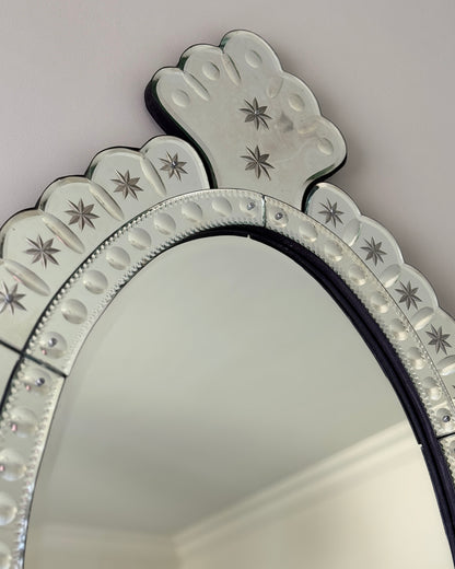 Large Venetian Bevelled Etched Star Mirror