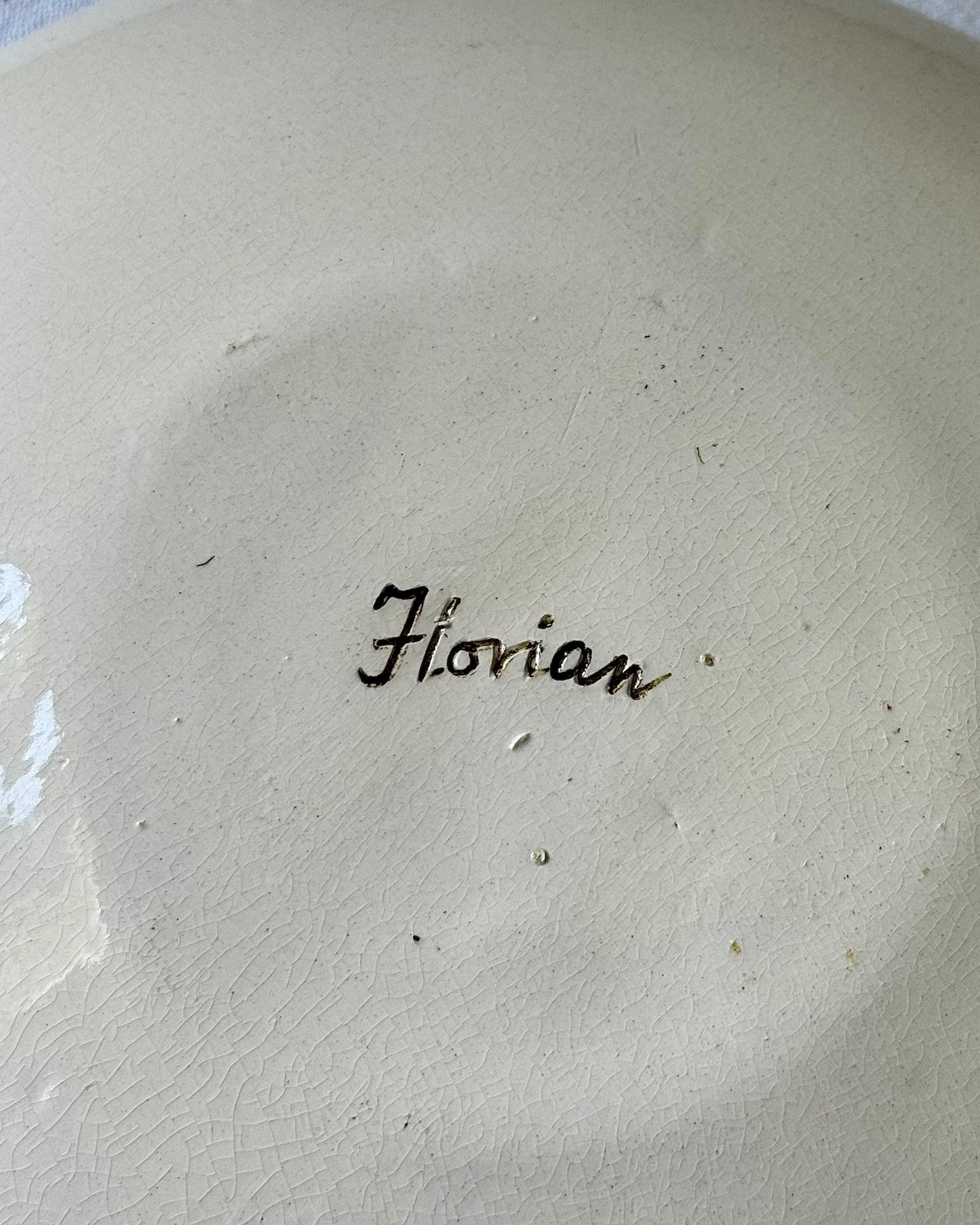 Mid-century Ceramic Coiled Relief Bowl, Signed Florian