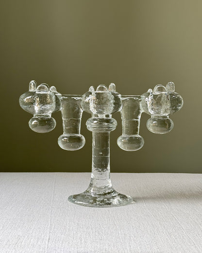 Swedish Glass Candelabra by Pukeberg Glasbruk