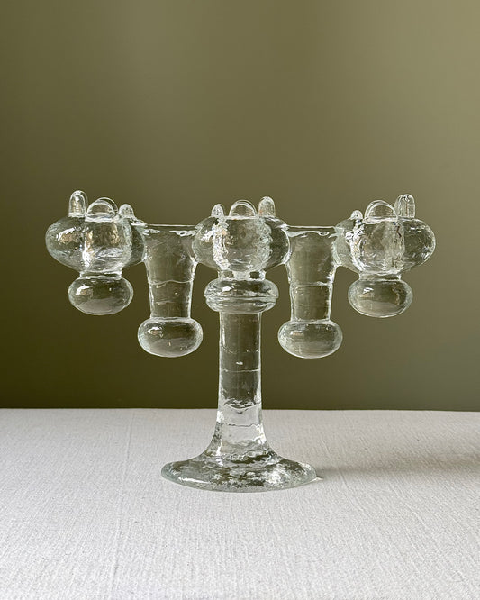 Swedish Glass Candelabra by Pukeberg Glasbruk