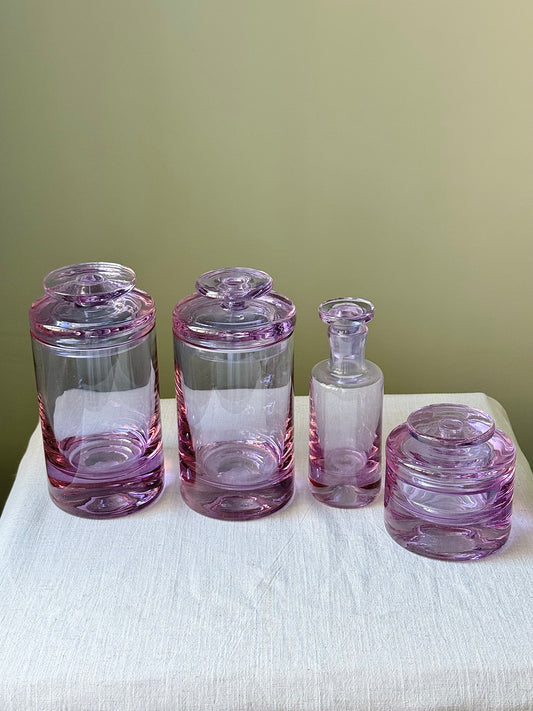 Set of 4 Italian Murano Violet Jars