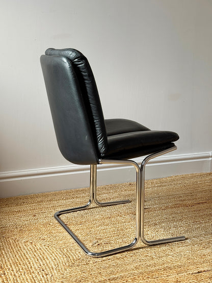 Set of Four Chrome and Leather Dining Chairs, Attributed to Tim Bates for Pieff 1970s