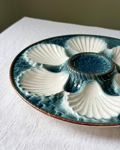 Antique French Oyster Plate, Longchamp
