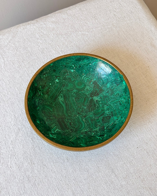 Malachite Bowl with Brass Rim