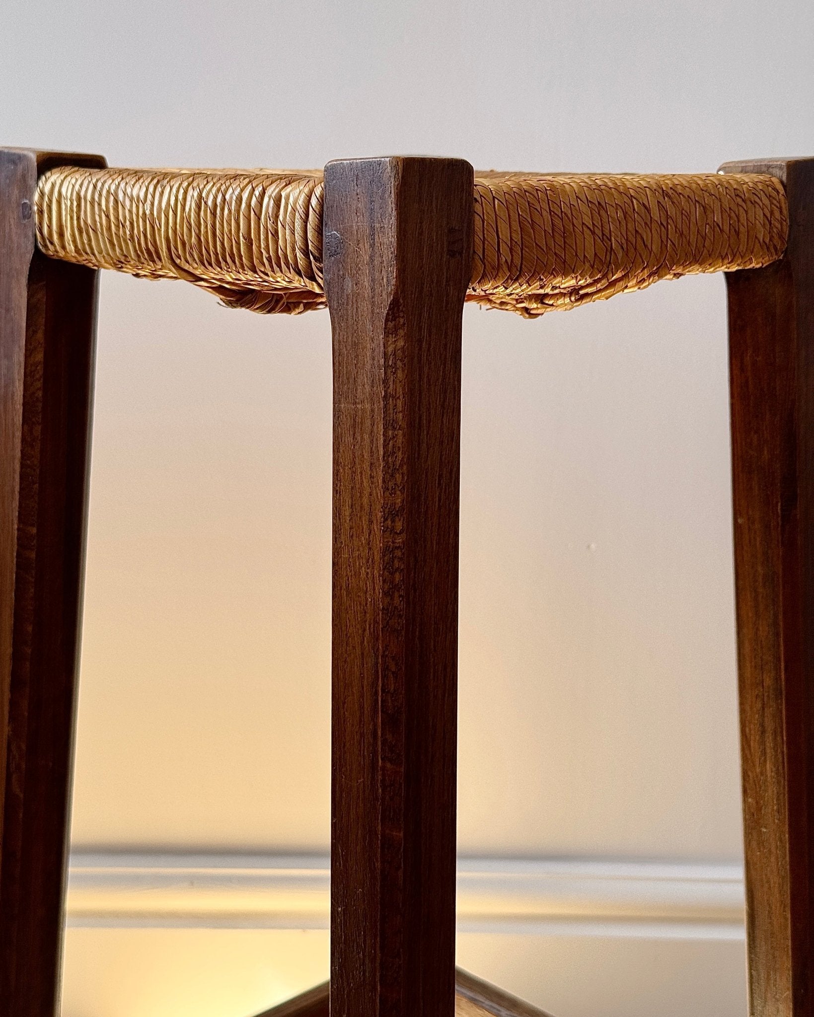 Pair of French Oak Rush Bar Stools - Club Sourced