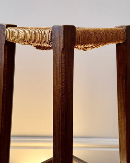 Pair of French Oak Rush Bar Stools - Club Sourced