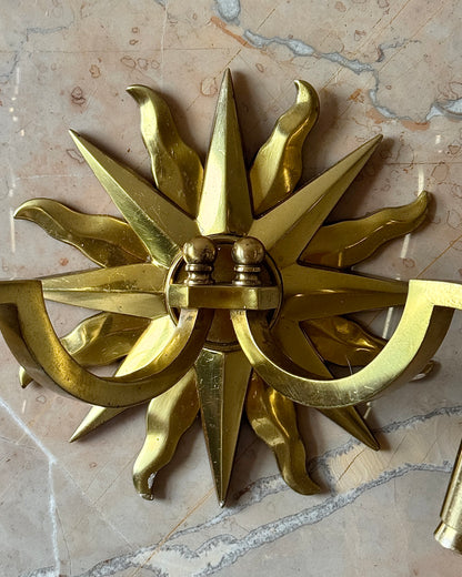 Pair of Mid-Century French Bronze Sun Sconces