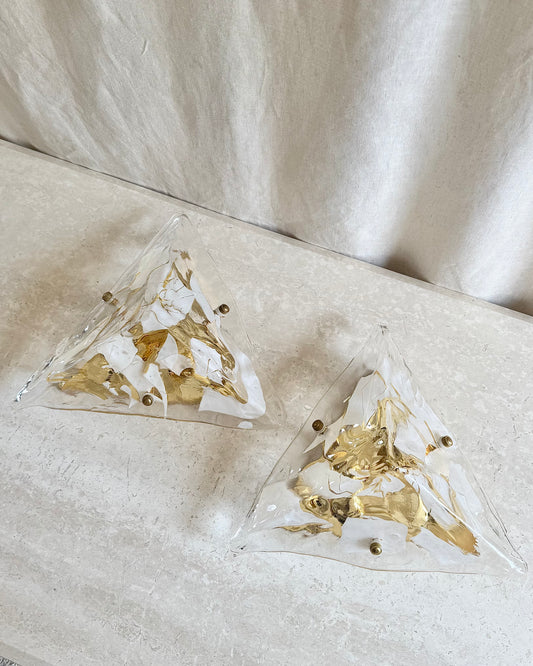 Pair of Murano Triangular Glass Wall Lights
