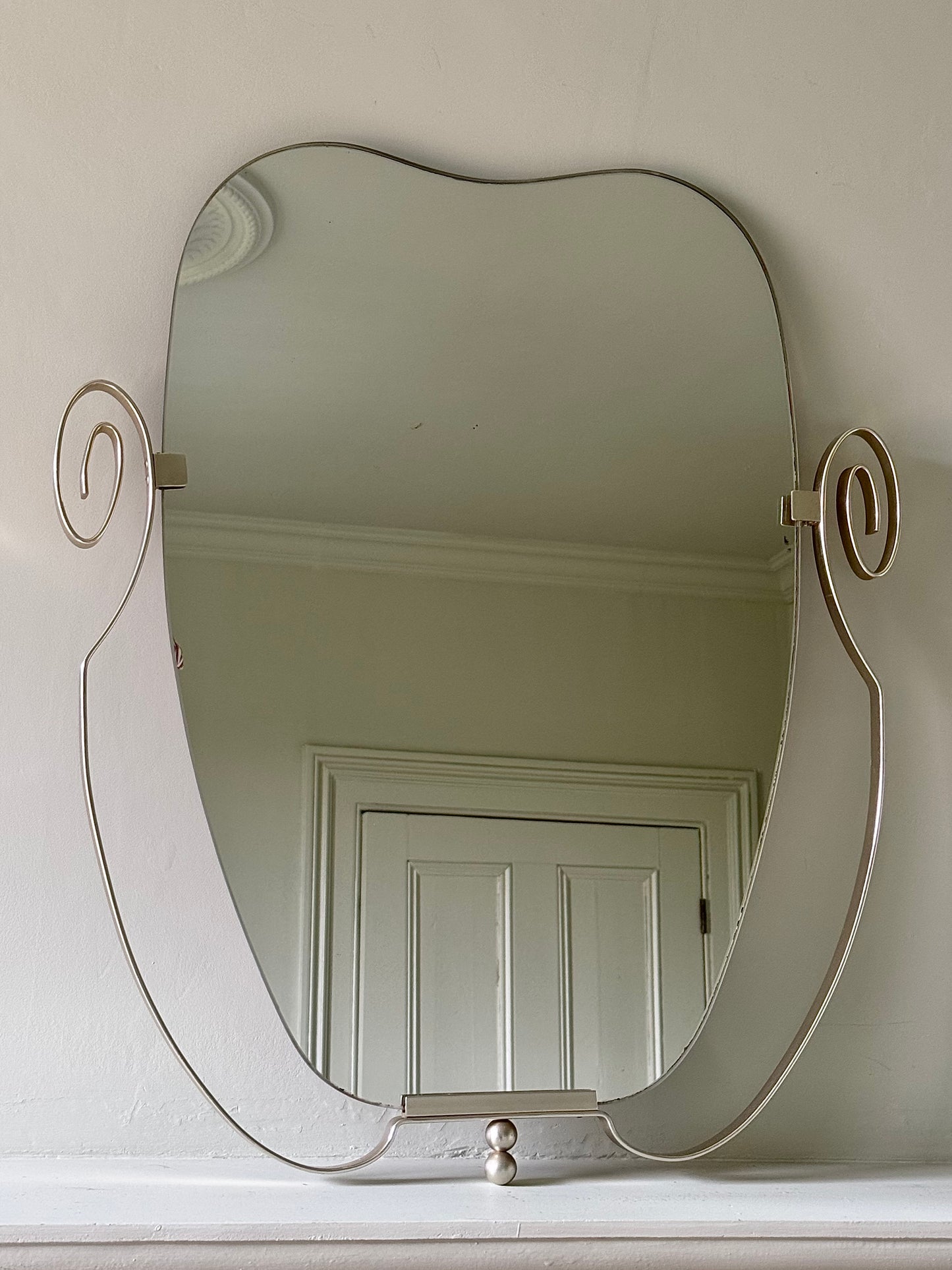 Mid-century Belgian Floating Scroll Mirror