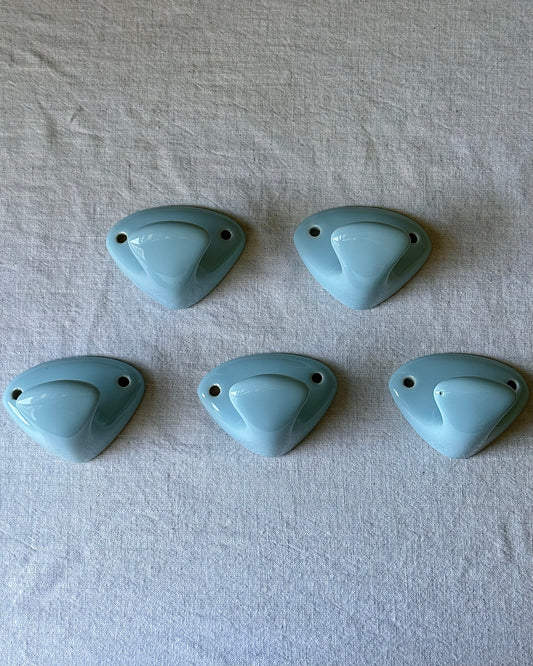 Mid-century Swedish Blue Glaze Wall Mounted Hooks