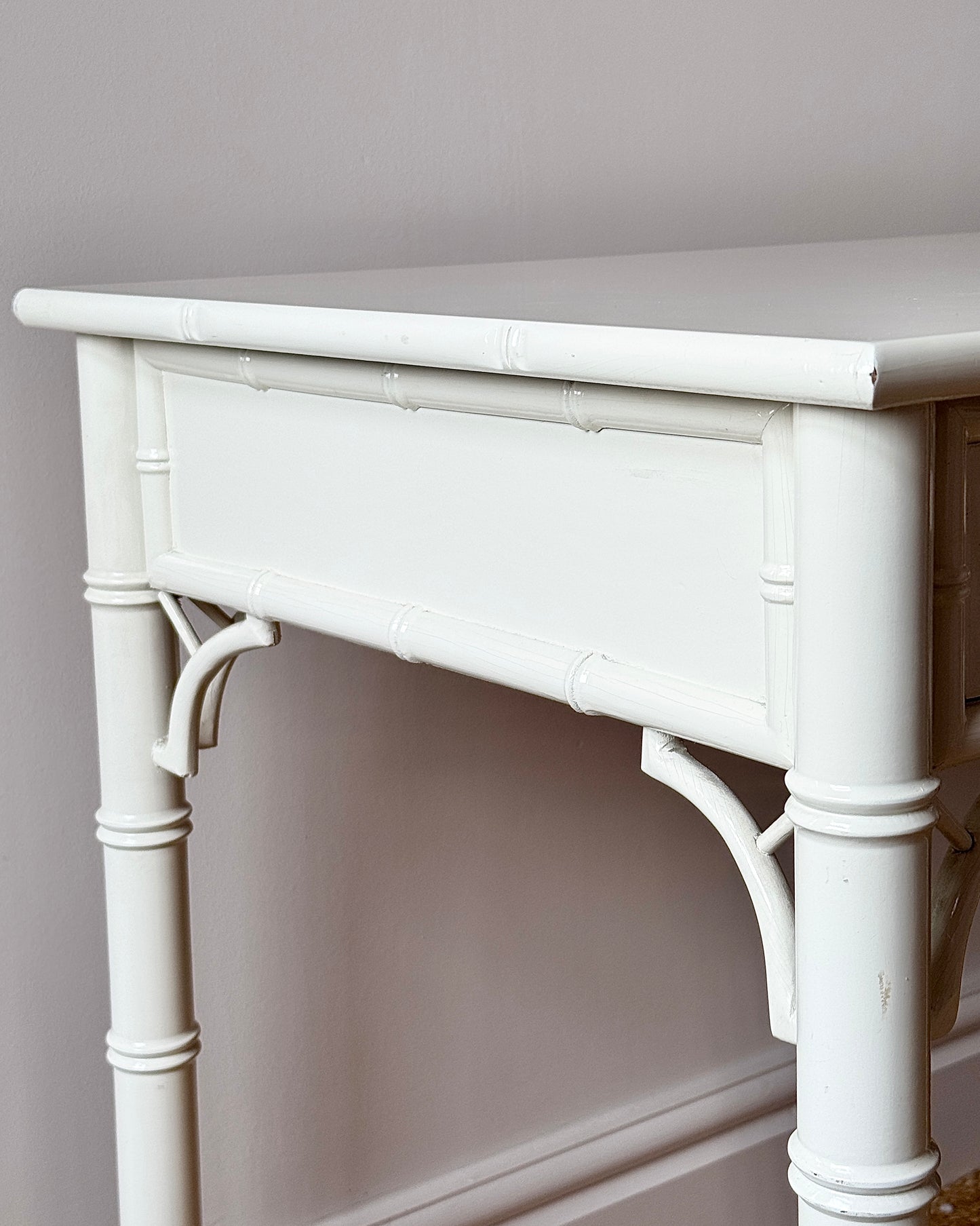 Faux Bamboo White Lacquered Dressing Table