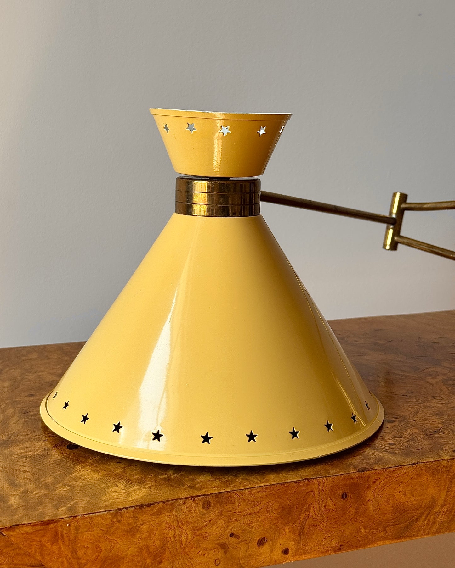 René Mathieu for Lunel Yellow Diabolo Wall Lamp