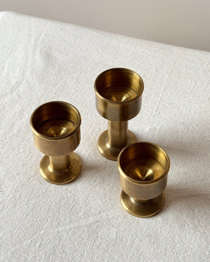 Set of 3 Swedish Tiered Brass Candleholders