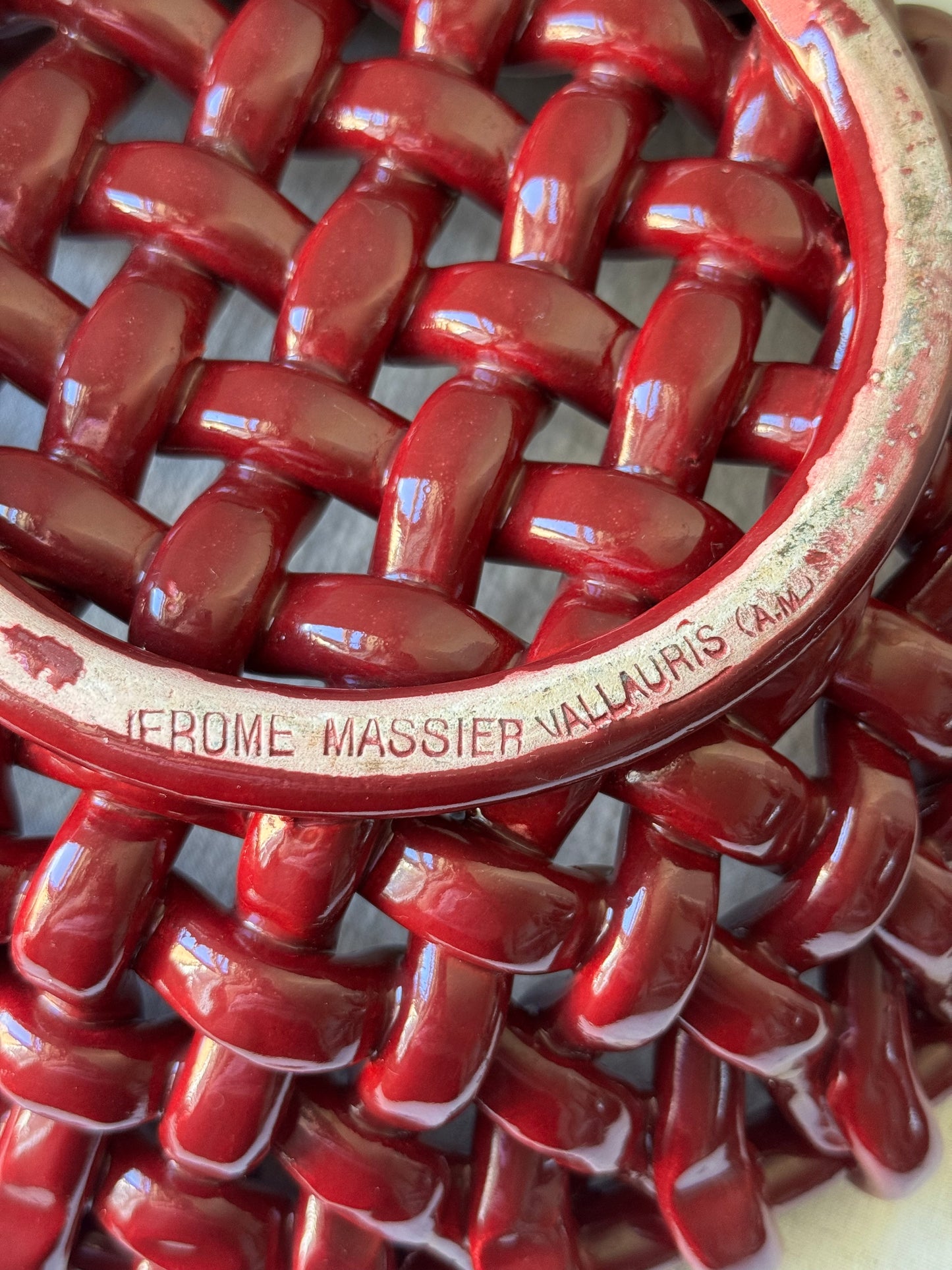 Jerome Massier Red Ceramic Weave Bowl