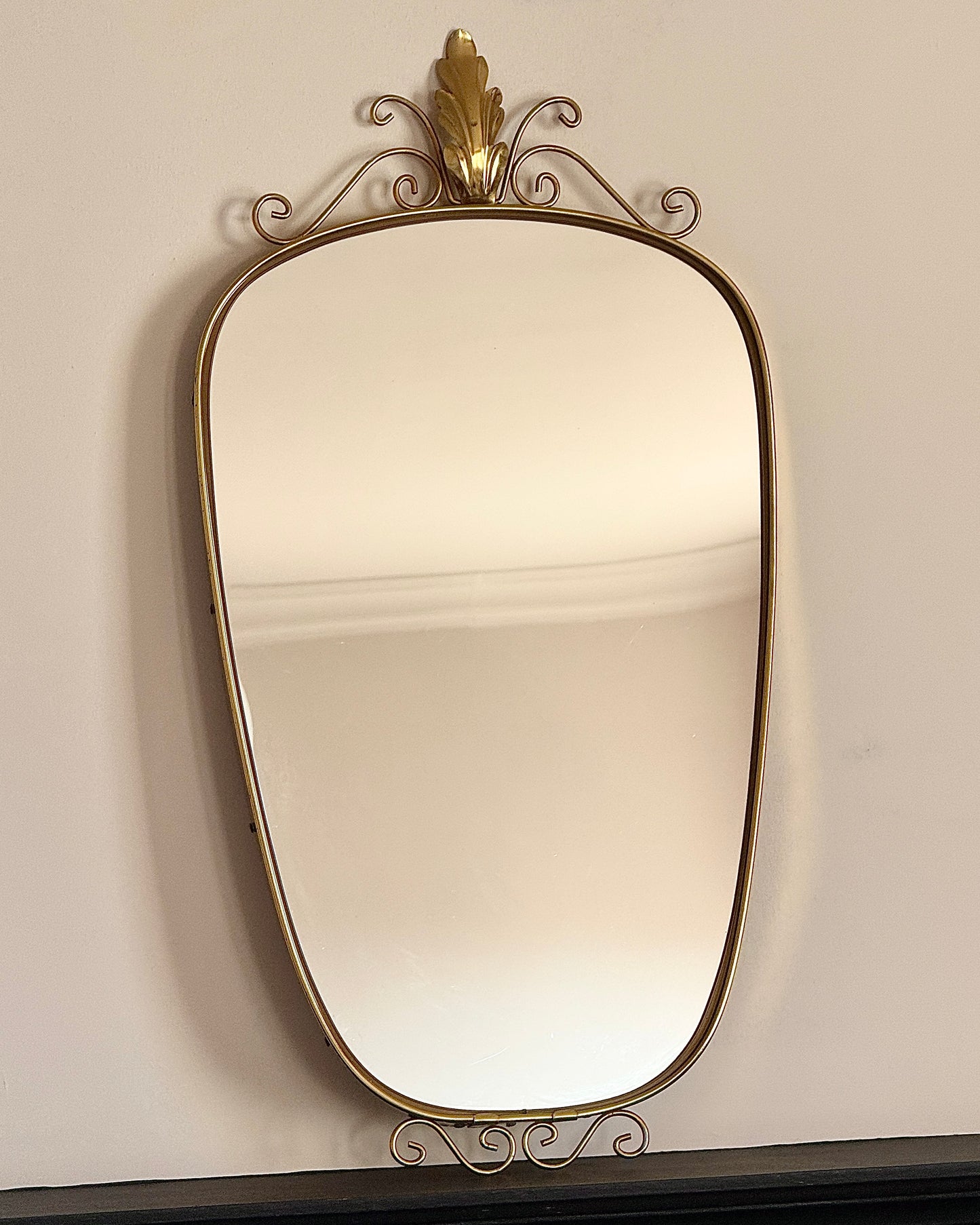 Belgian Brass Shield Crest Mirror