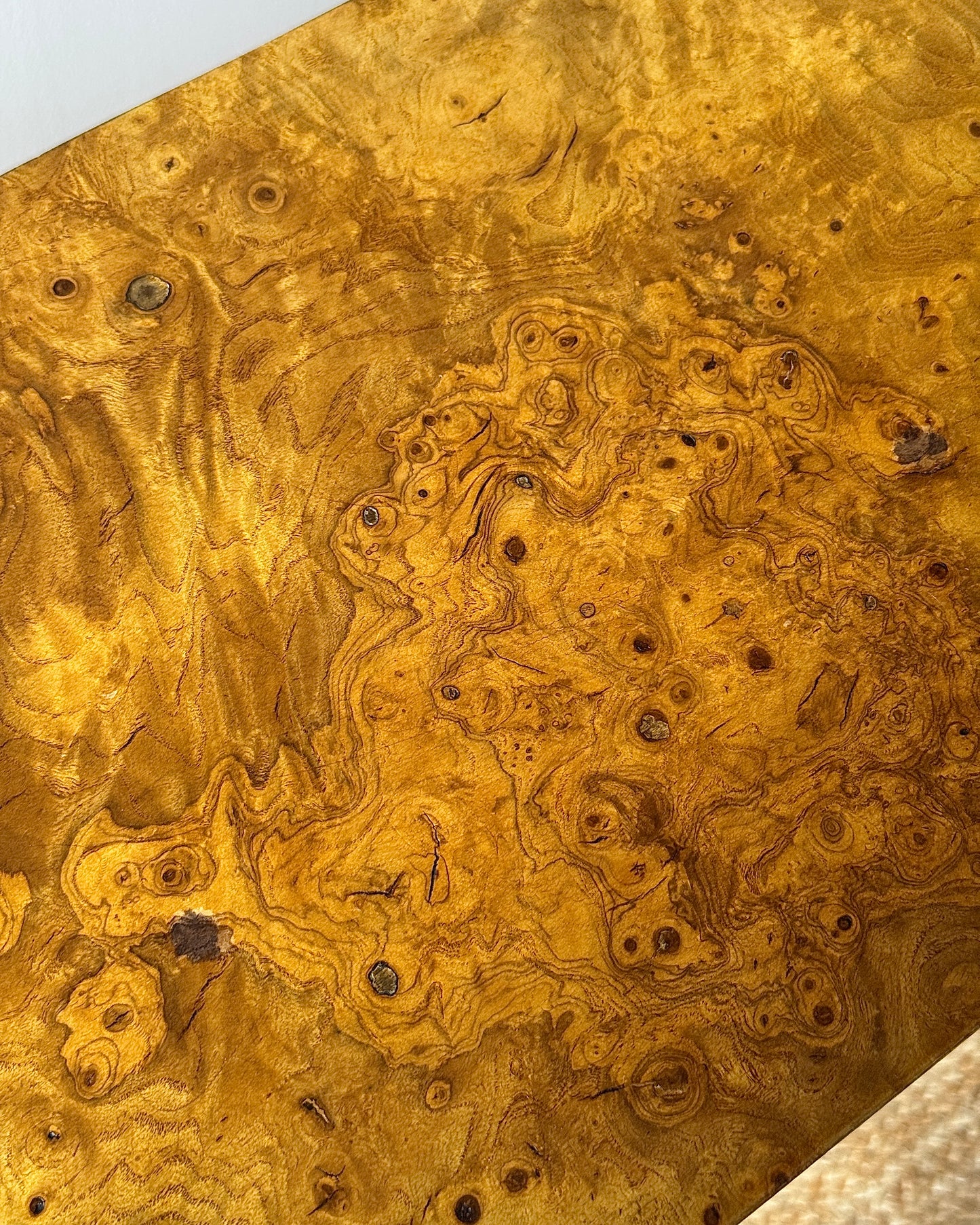 Italian Burl Waterfall Console Table, c.1970s