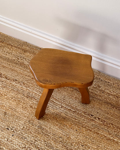French Mid-century Irregular Elm Stool