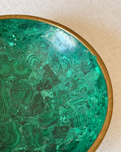 Malachite Bowl with Brass Rim