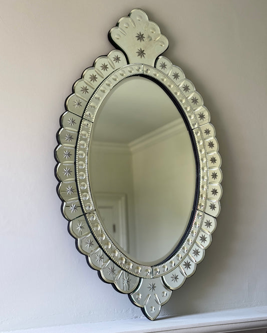 Large Venetian Bevelled Etched Star Mirror