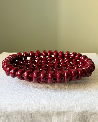 Jerome Massier Vallauris Oval Red Woven Bowl