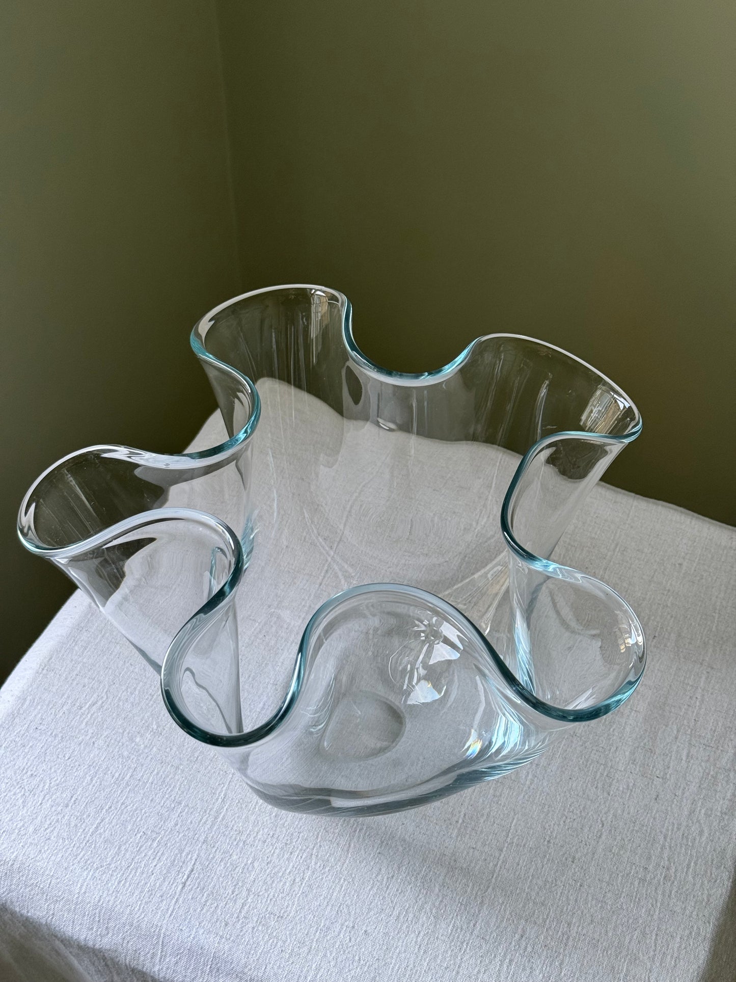 Mid-Century Scandinavian Hand-Blown Glass Hankerchief Vase, attributed to Holmegaard