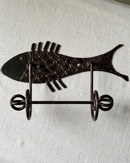 Mid-Century French Iron Fish Loo Roll Holder