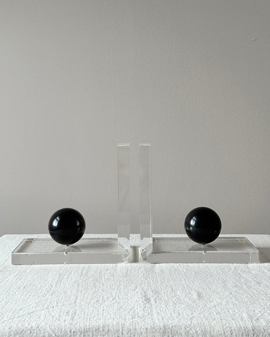 Pair of Lucite Spherical Bookends
