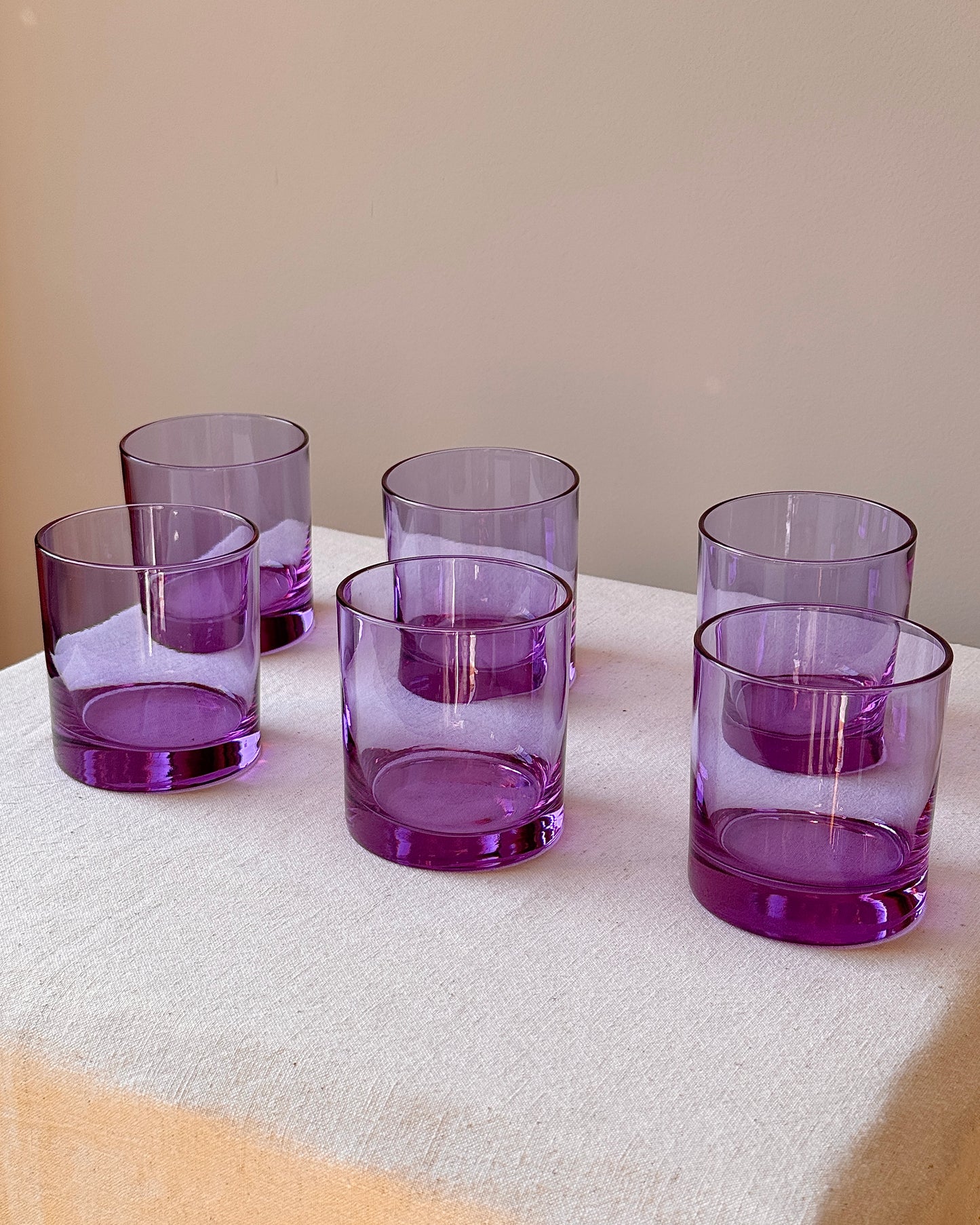 Set of 6 French Violet Crystal Tumblers by Cristal d'Arques