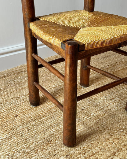 Set of 6 French Rush Ladderback Dining Chairs