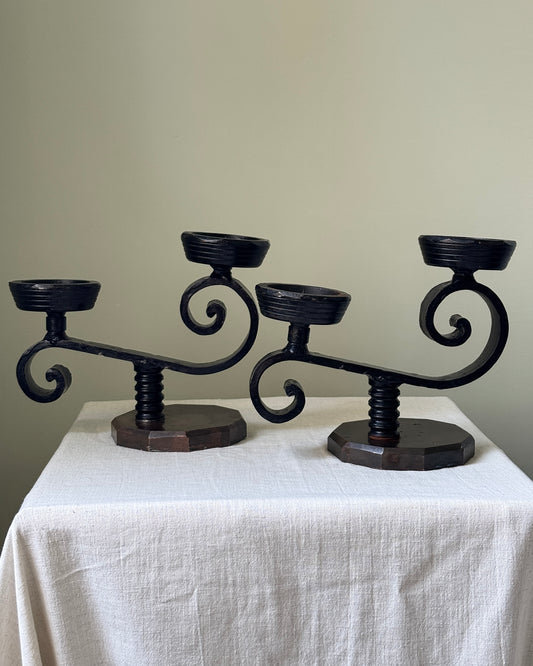 Iron & Bronze Weighted Swirl Candelabra