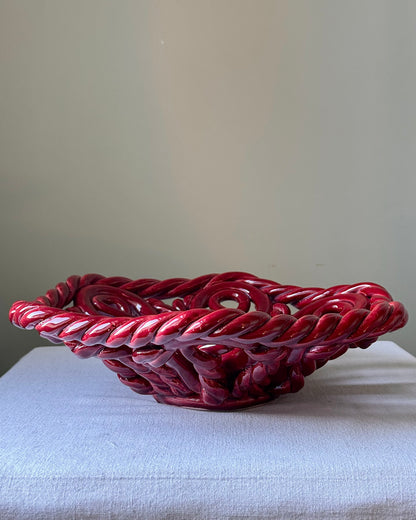 Large Glossy Red Vallauris Bowl