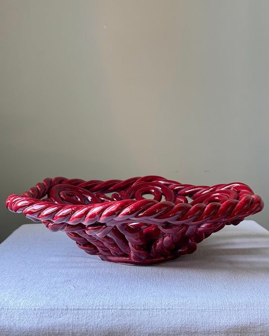 Large Glossy Red Vallauris Bowl