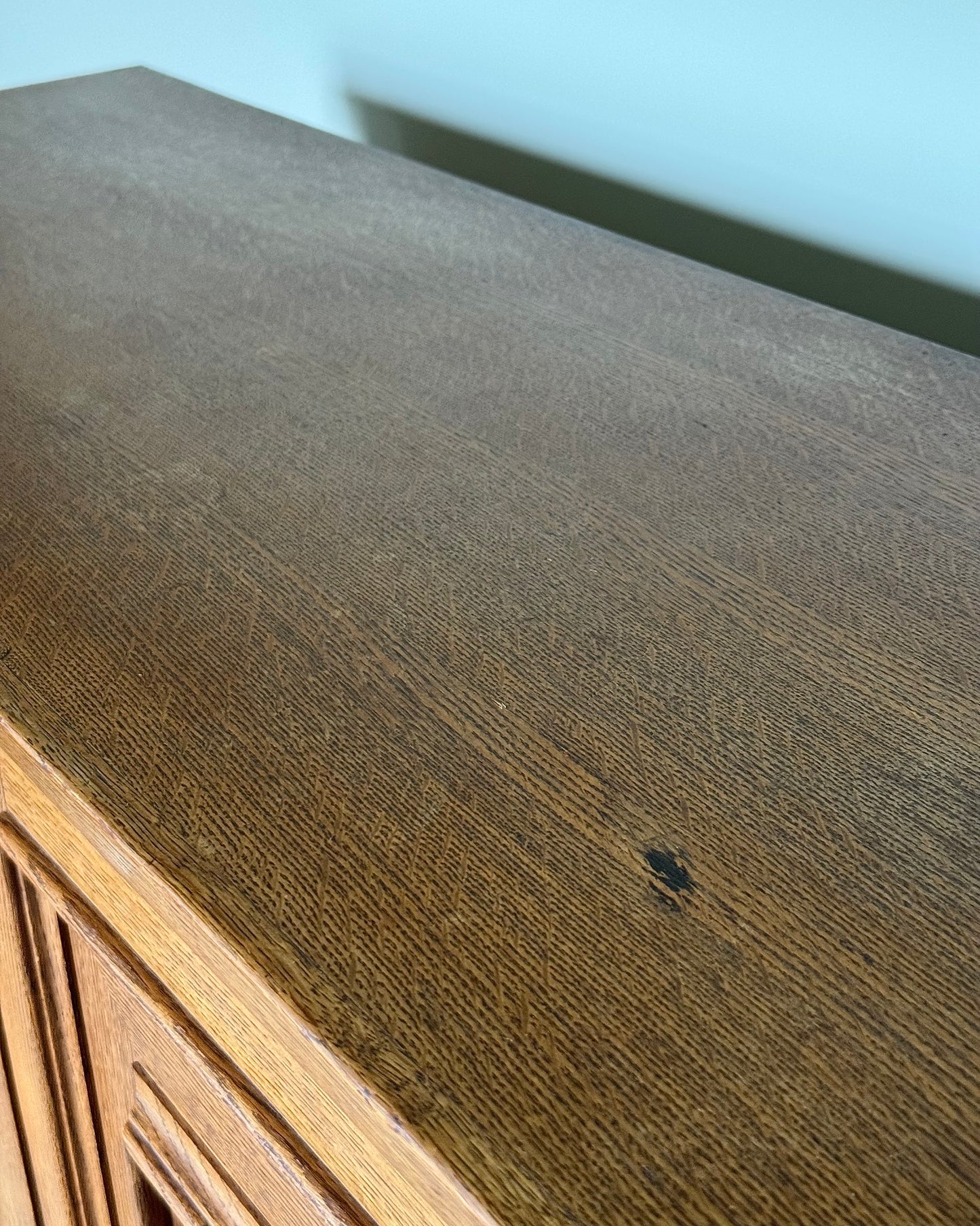 Geometric Oak Danish Cabinet Sideboard, Circa 1930’s