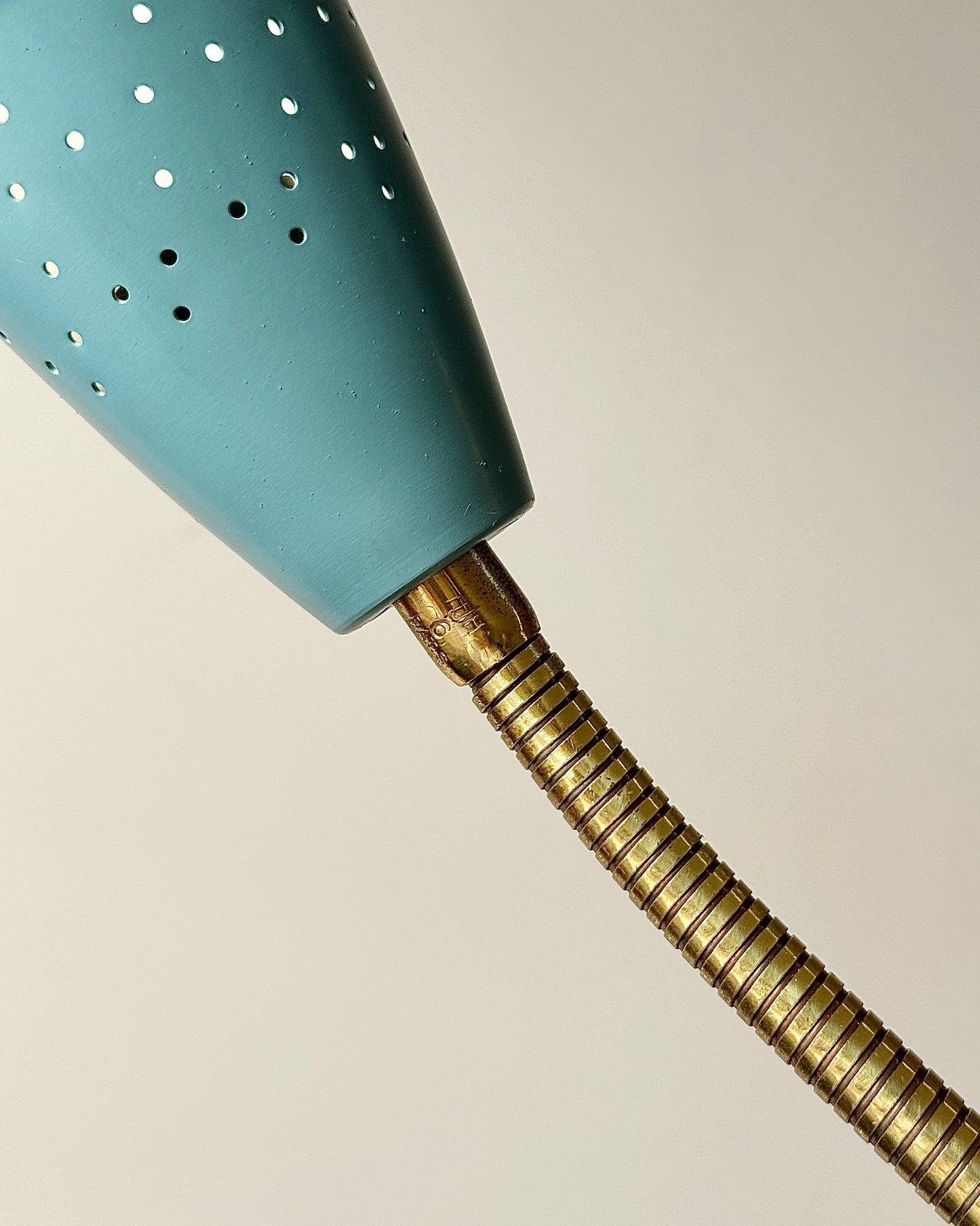 Double Gooseneck Blue & Brass AJH Wall Light, Sweden c.1950s
