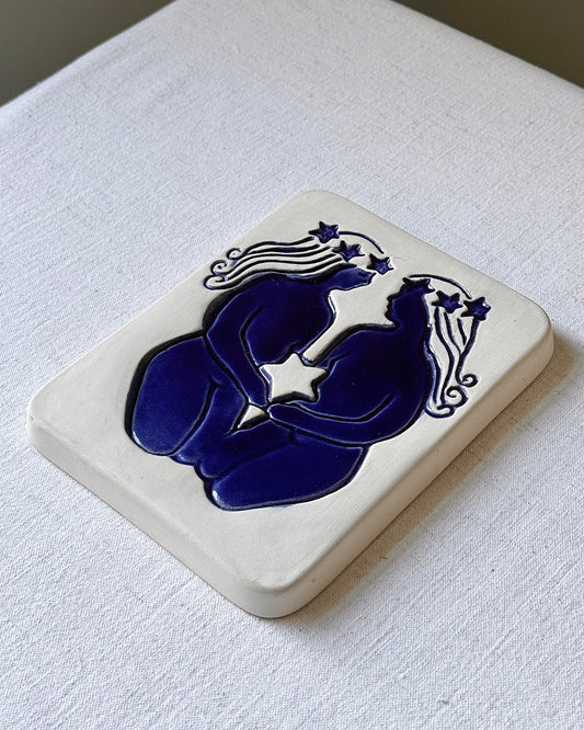 Zodiac Gemini Wall Plaque by Vallis for Gabriel Sweden, 1970s