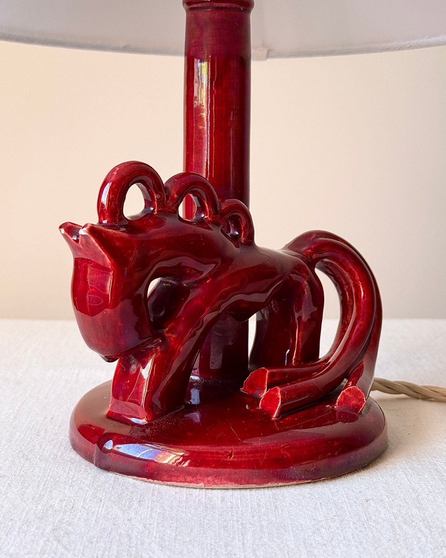 Red Ceramic Stylised Horse Table Lamp - Club Sourced
