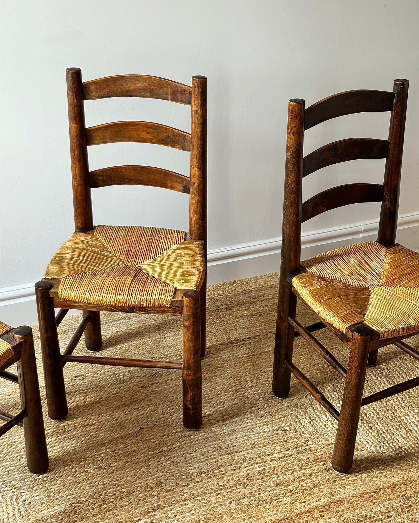 Set of 6 French Rush Ladderback Dining Chairs
