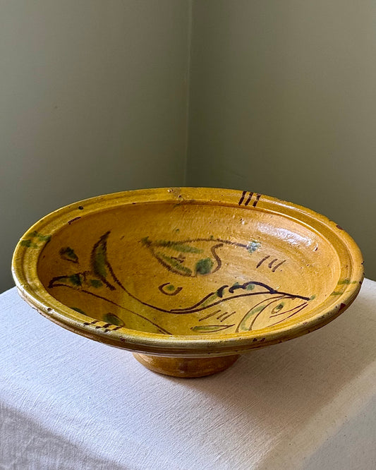 Antique Southern Italian Fish Pedestal Bowl