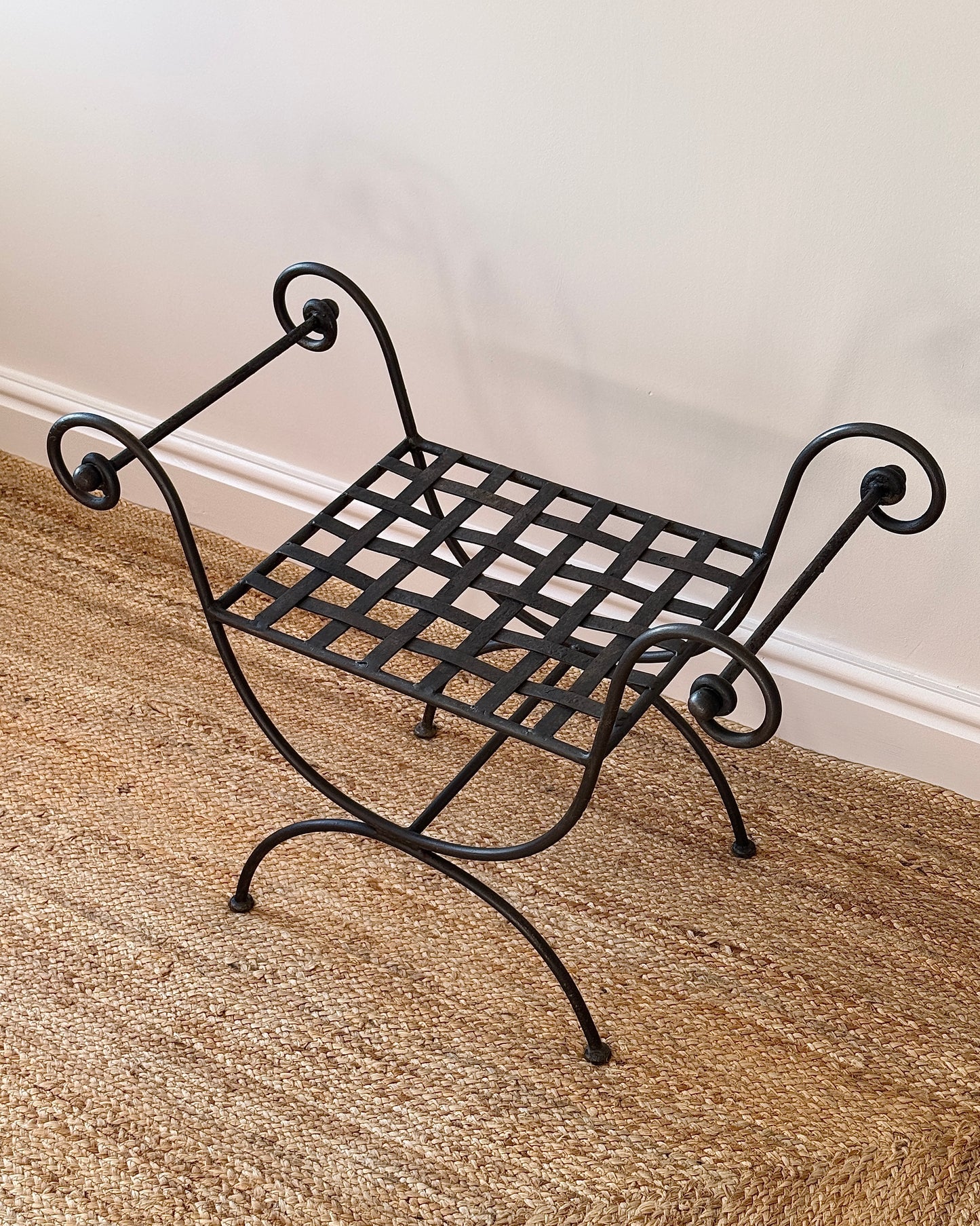 French Mid-century Iron Curule Stool