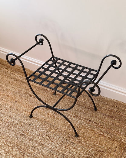 French Mid-century Iron Curule Stool