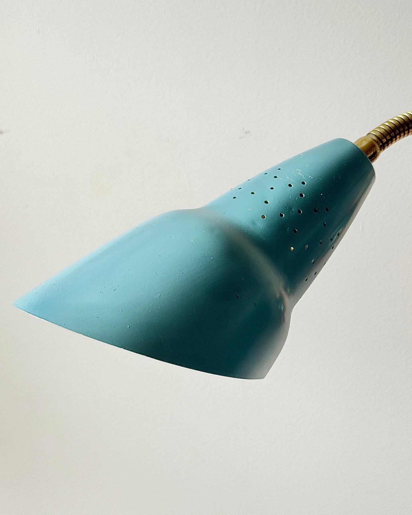 Double Gooseneck Blue & Brass AJH Wall Light, Sweden c.1950s