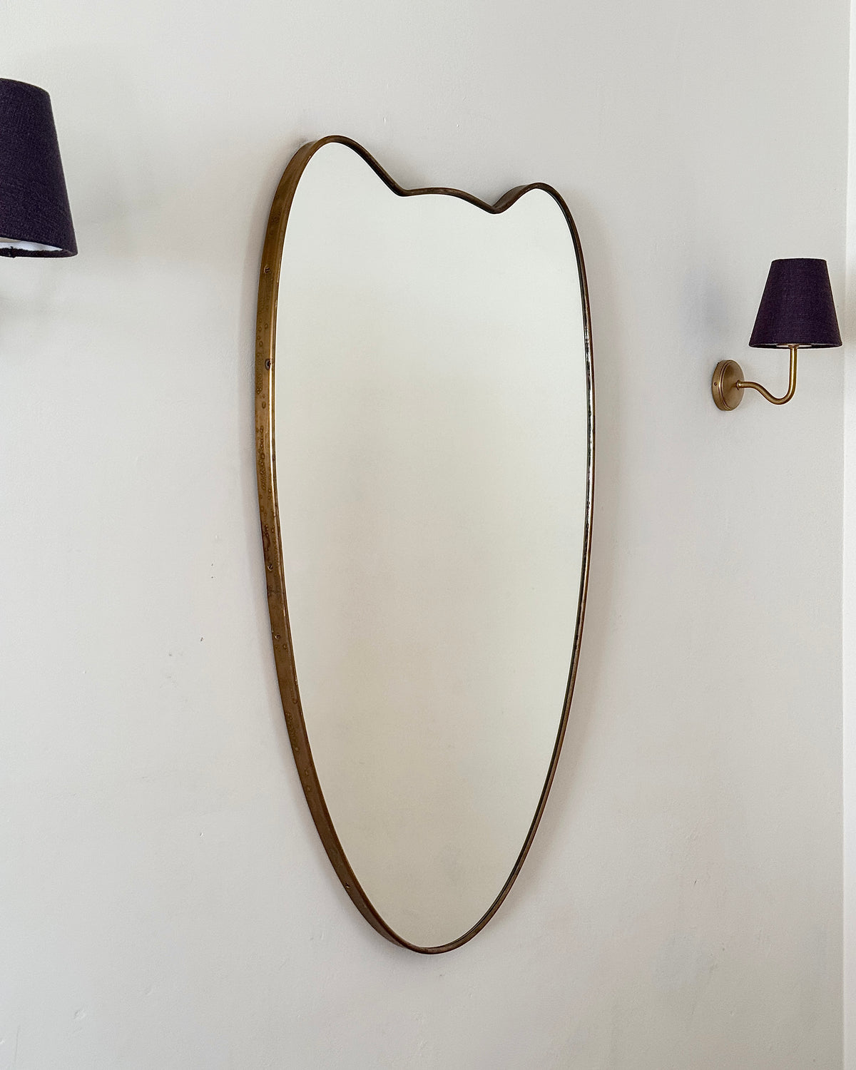 Italian Brass Shield Mirror, circa. 1950