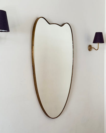 Italian Brass Shield Mirror, circa. 1950