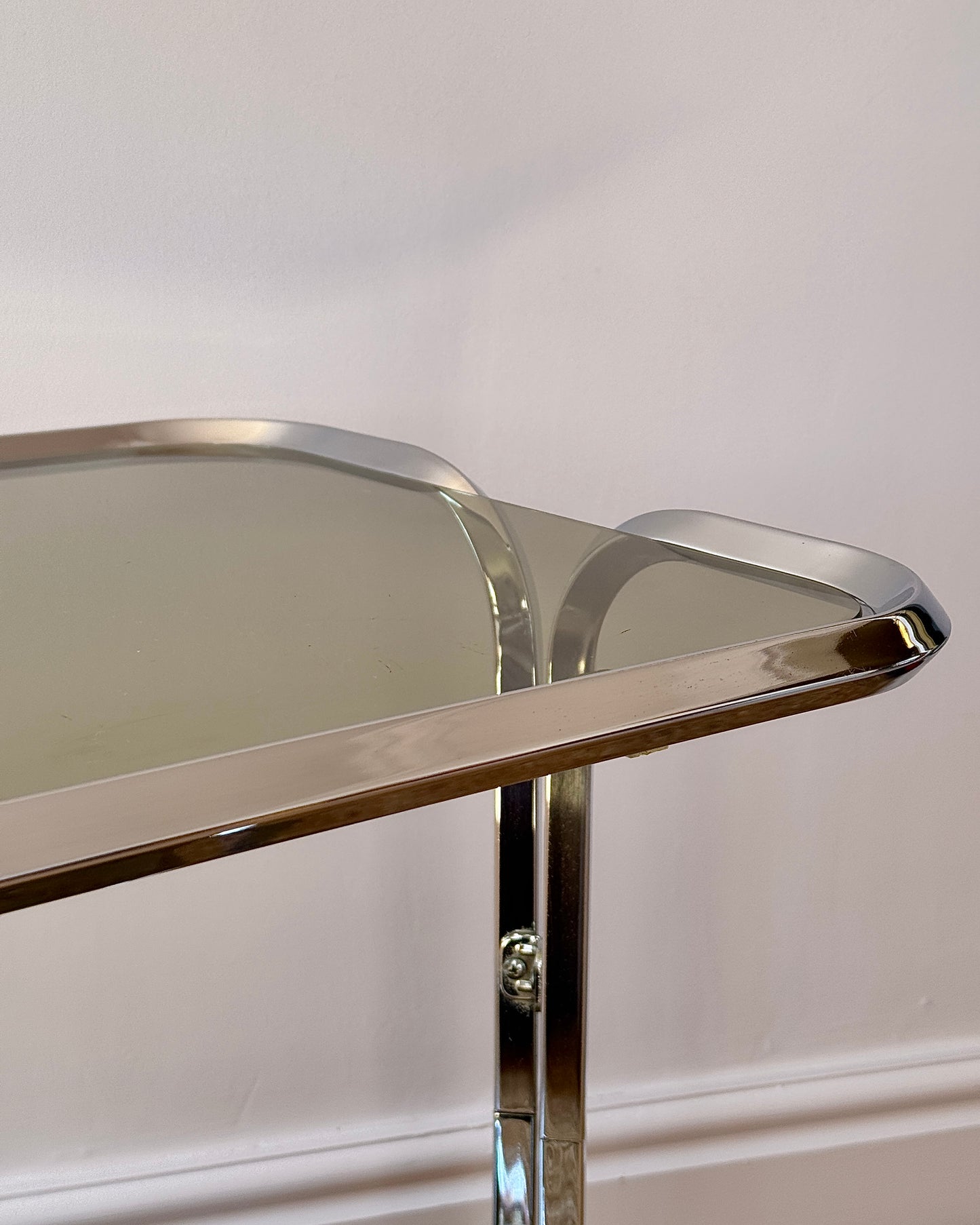 Italian Chrome & Smoked Glass Bar Cart by Tricon