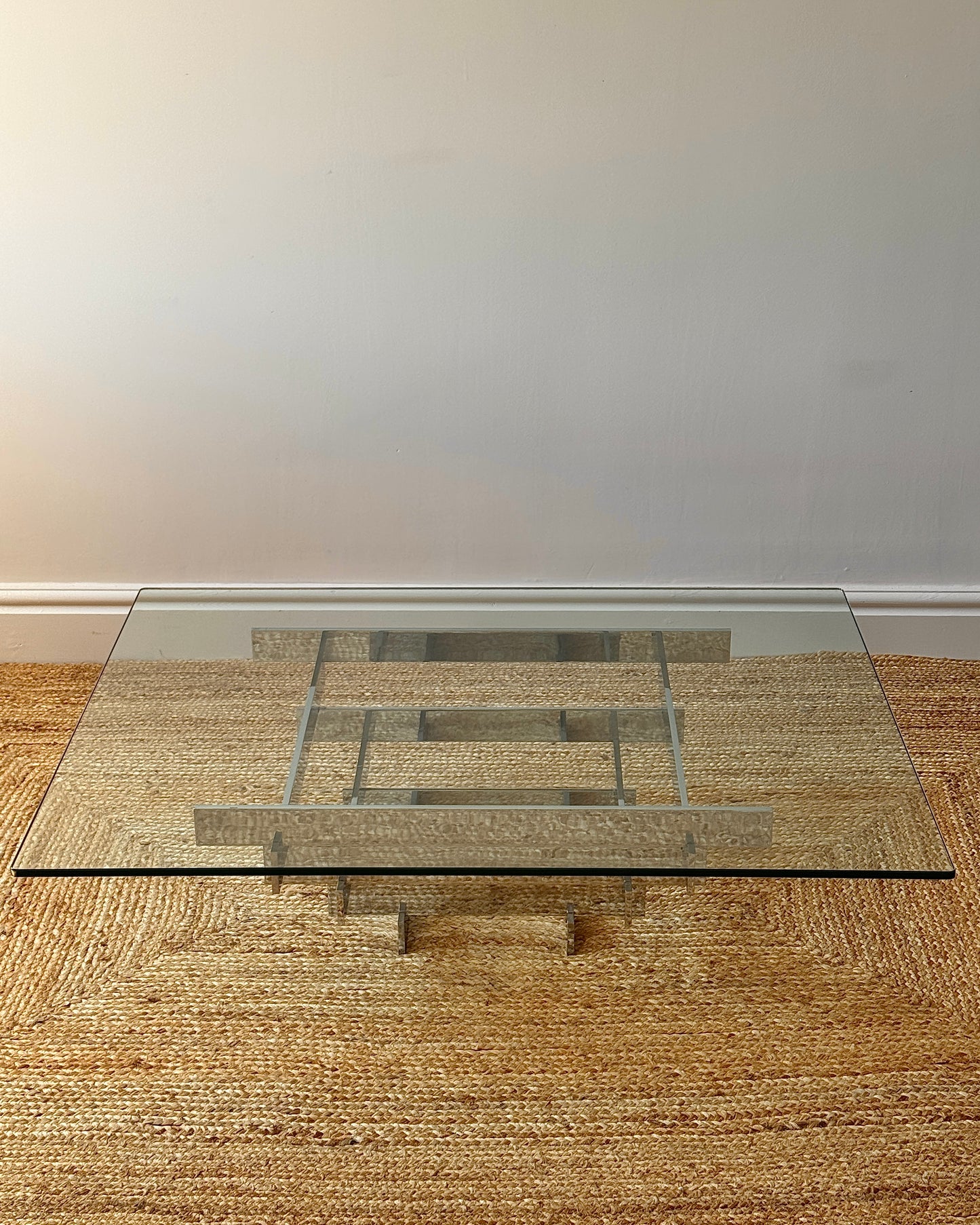 Glass and Chrome Stacked Coffee Table, Attributed to David Hicks c.1969