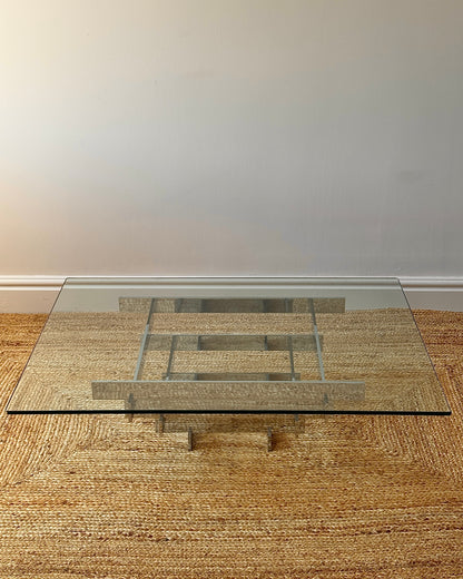 Glass and Chrome Stacked Coffee Table, Attributed to David Hicks c.1969