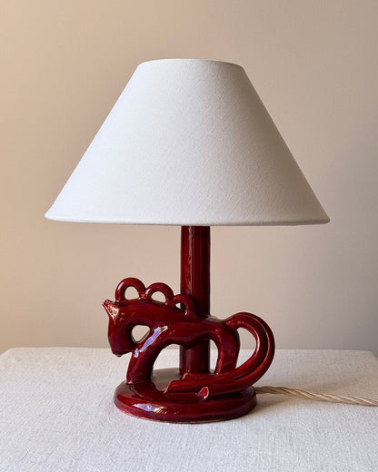 Red Ceramic Stylised Horse Table Lamp - Club Sourced